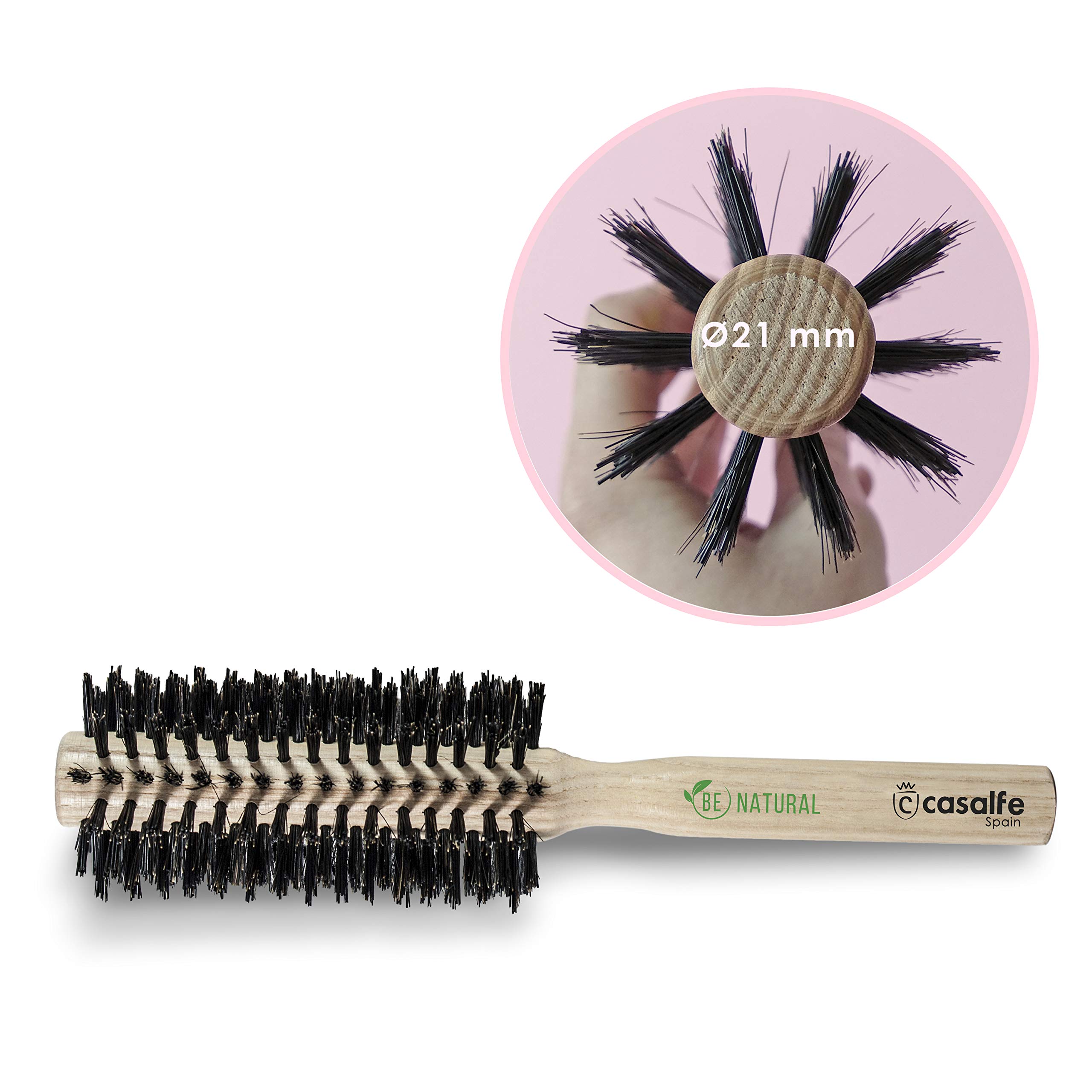 Round Wood Brush Straightener Boar Bristle M - Anti-Frizz, 1 Unit