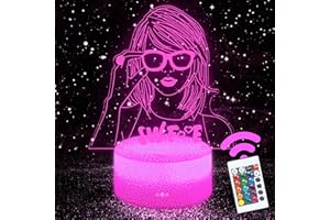 buersur Cute Night Light Room Decor - 3D Led Light with Remote 7 RGB Color Changing - Cool Night Light Dimmable Lamp for Fans Teen Women Gifts