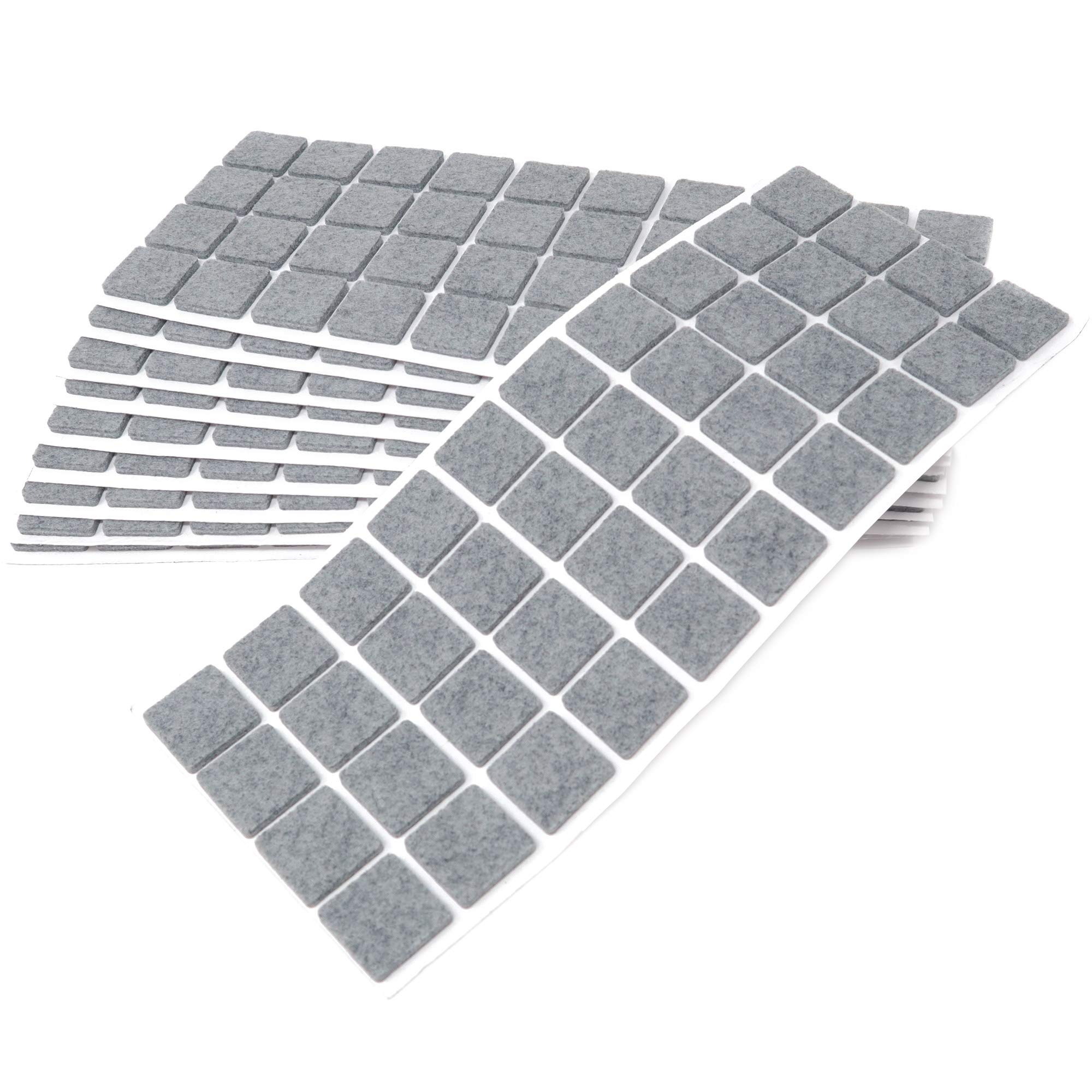 Adsamm® / 400 x self-adhesive felt pads/Grey / 0.98x0.98'' (25x25 mm) / square / 0.138'' / 3.5 mm thick stick-on furniture felt glides/Furniture & Chair Glides