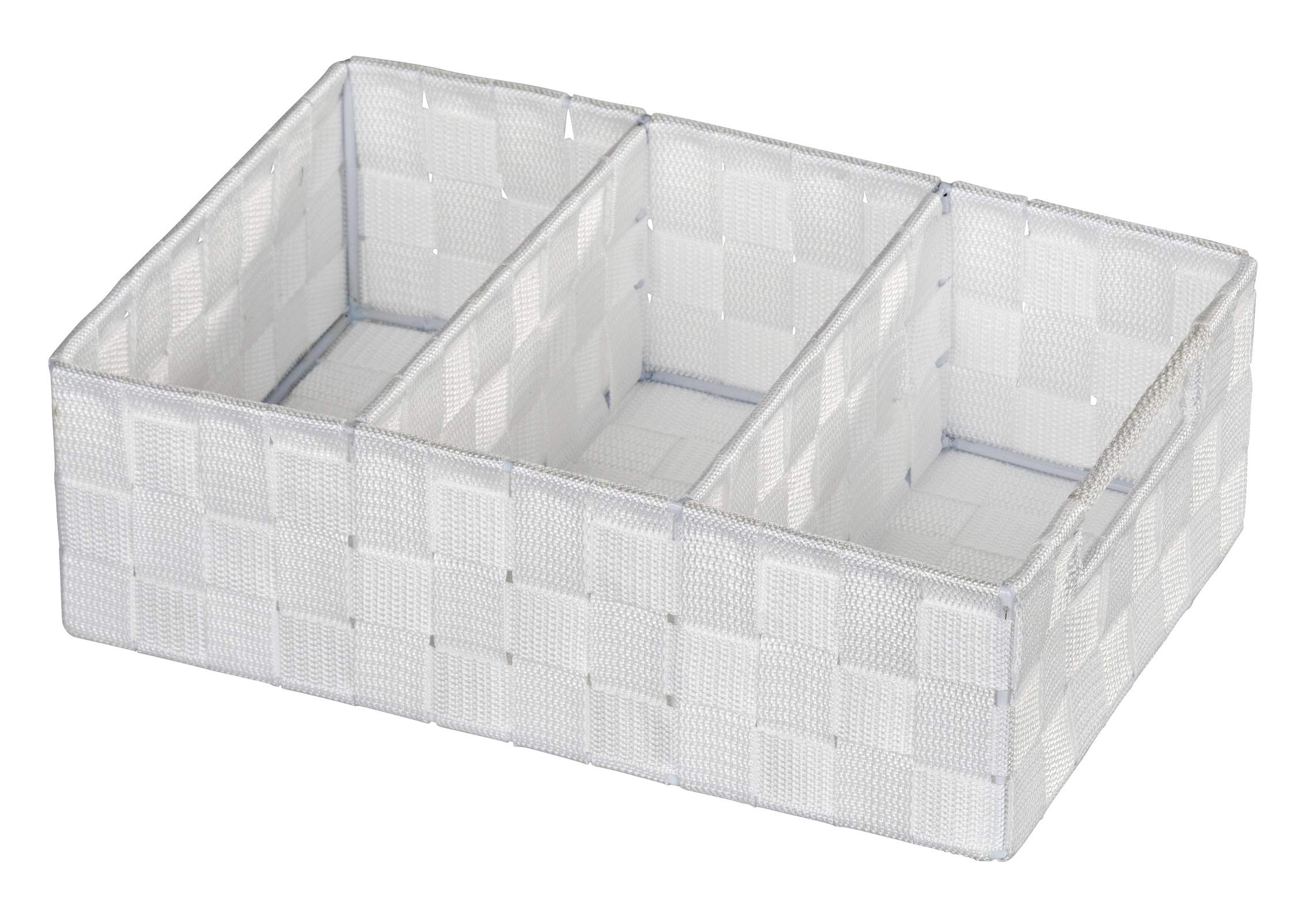 WENKO Organizer Adria with handles/3 separations in white, Polypropylene, 21 x 32 x 10 cm