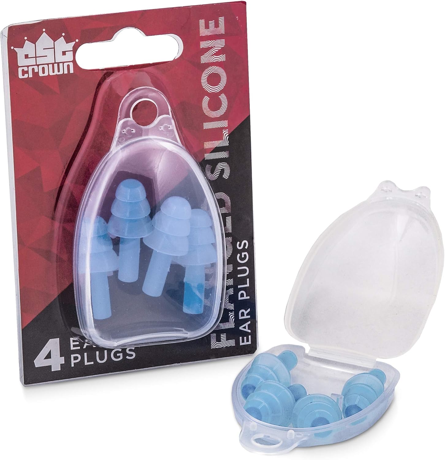 Blue Silicone Ear Plugs, 4pack Case Soft, Comfortable