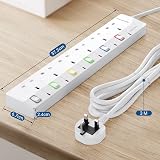 DEWENWILS 6 Way Extension Lead with Individual Switches 3M Surge Protected White view 7