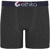 Ethika Men's Mid Boxer Brief, Dark Heather(DGY,L) | Waistband. Designed with a shorter mid-length fit. Engineered to prevent pull-down and gathering for consistent comfort.