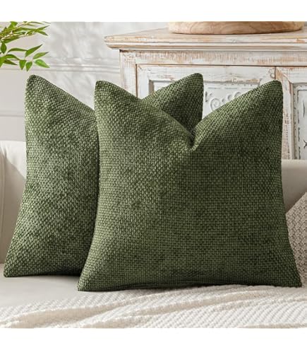 JUSPURBET Olive Green Velvet Throw Pillow Covers 50x50 CM Set of 2
