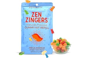 Zen Zingers Gummy Mix - Mango Flavor - Makes up to 84 Gummy Bear-Sized DIY Infused Gummies at Home - No Decarb Machine Needed - Works with Oil, Tincture, Nano Emulsion, Distillate - 178g