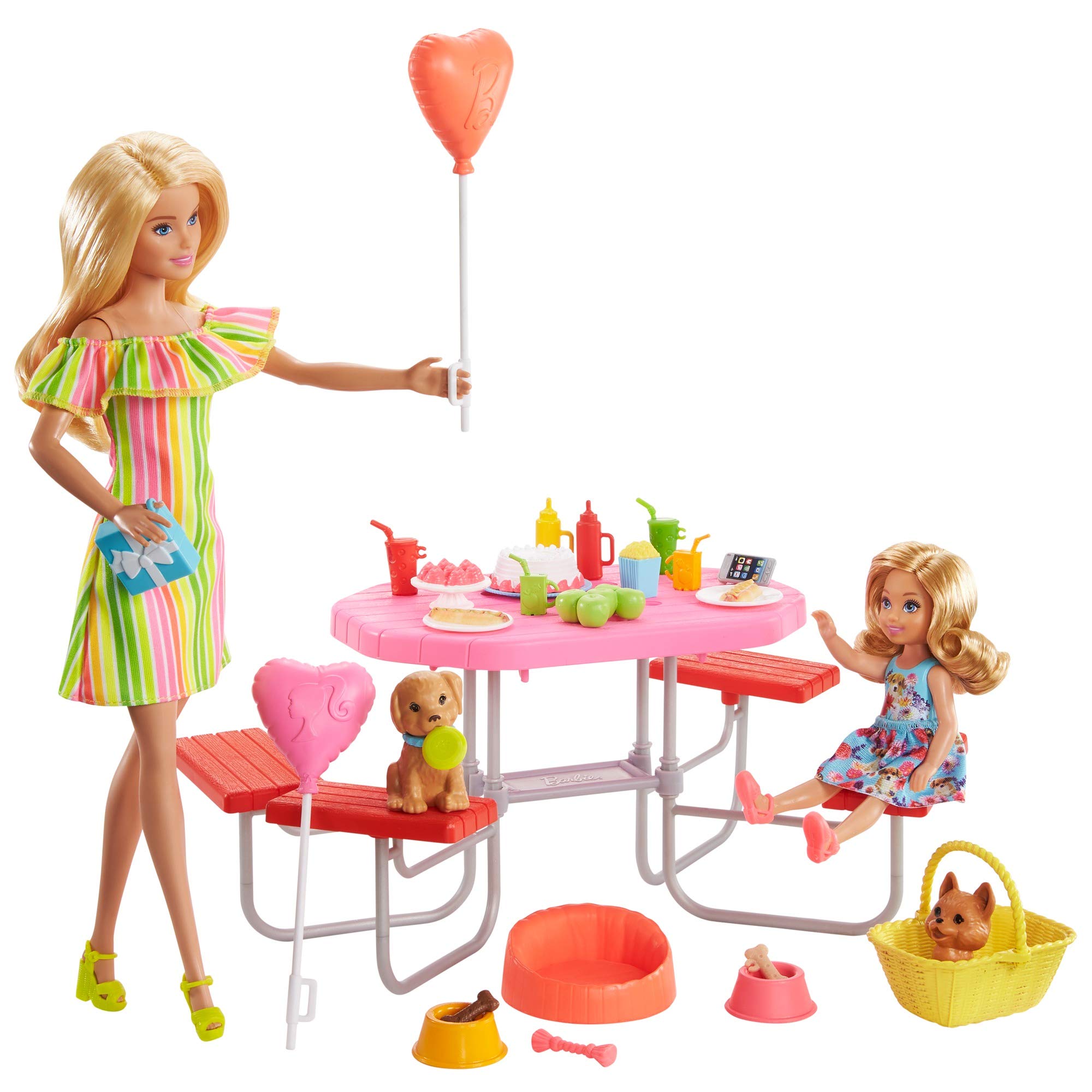 Barbie GNC61 Puppy Picnic Playset, Gift Set with 2 Dolls and Dogs, for Children from 3 to 7 Years