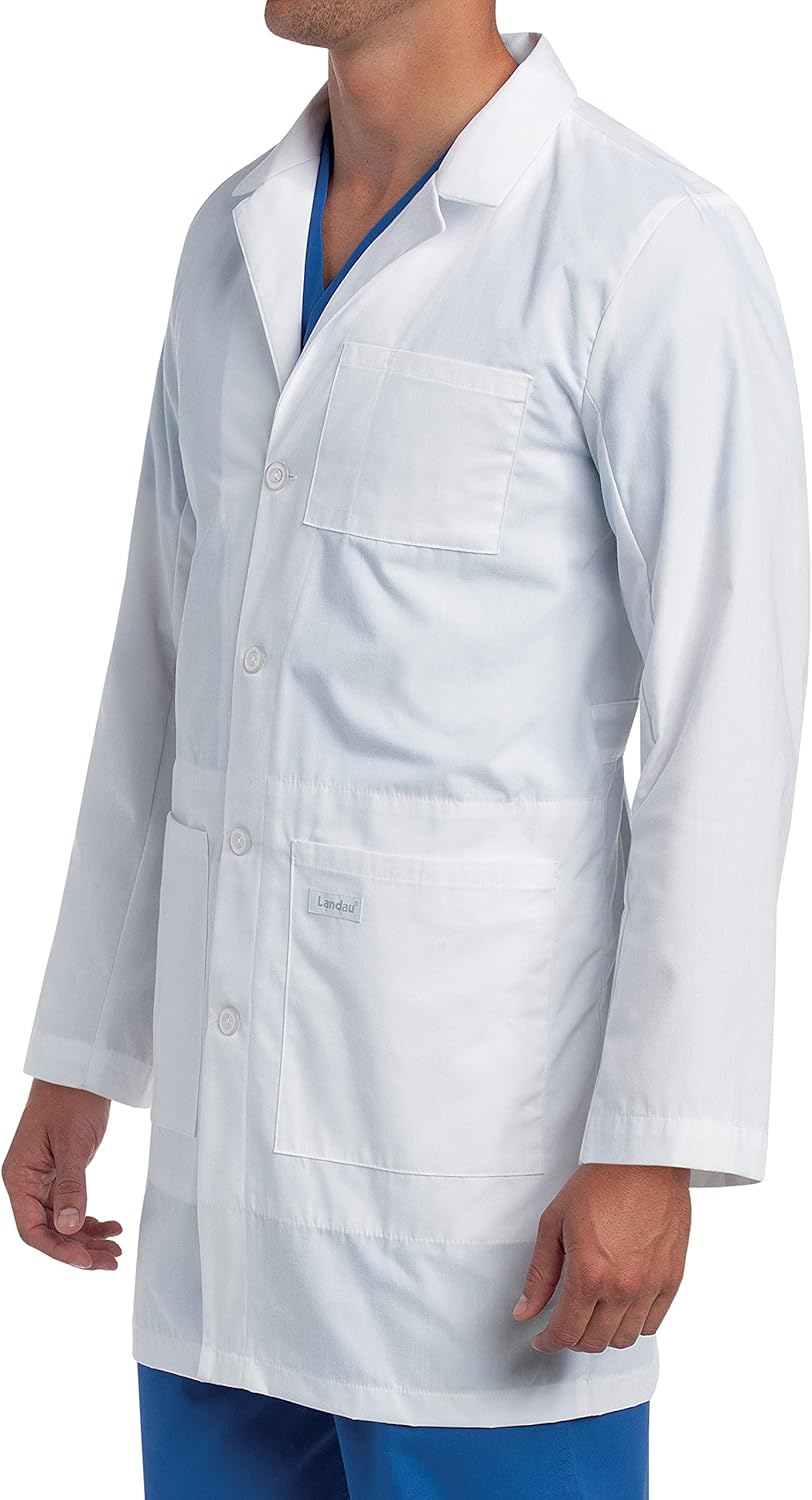 5-Pocket Lab Coat - Mid Length, 4-Button, Notch Neck, Classic Fit 3174: Medical Lab Coats: Clothing