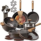 CAROTE 21pcs Nonstick Pots and Pans Set, Cookware Sets | Cooking Set, Dishwasher Safe, Induction Compatible, Even Heating, Stay Cool Handle, with Silicone Lids