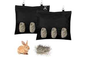 YUUNHEG 2PCS Rabbit Hay Feeder,3 Hole Hay Bag for Rabbits, Washable Hanging Small Animal Feeder for Guinea Pig Bunny Chinchillas Hamsters and Other Pets