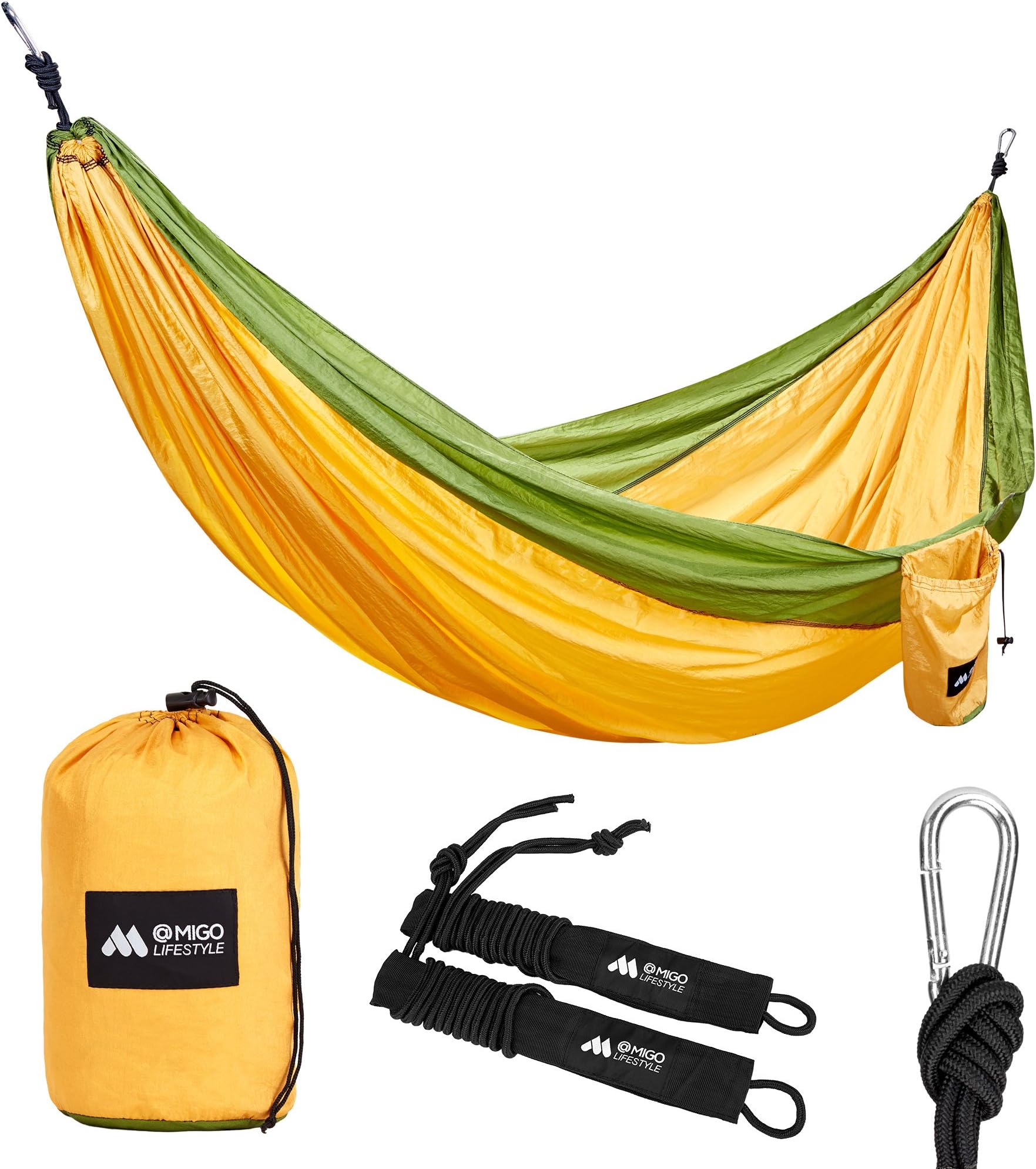 Hammock For Camping - Double Hammock - Portable Parachute Hammock With Tree Straps - Lightweight Nylon Hammock For Hiking Camping Travel Beach - Best for Backpacking