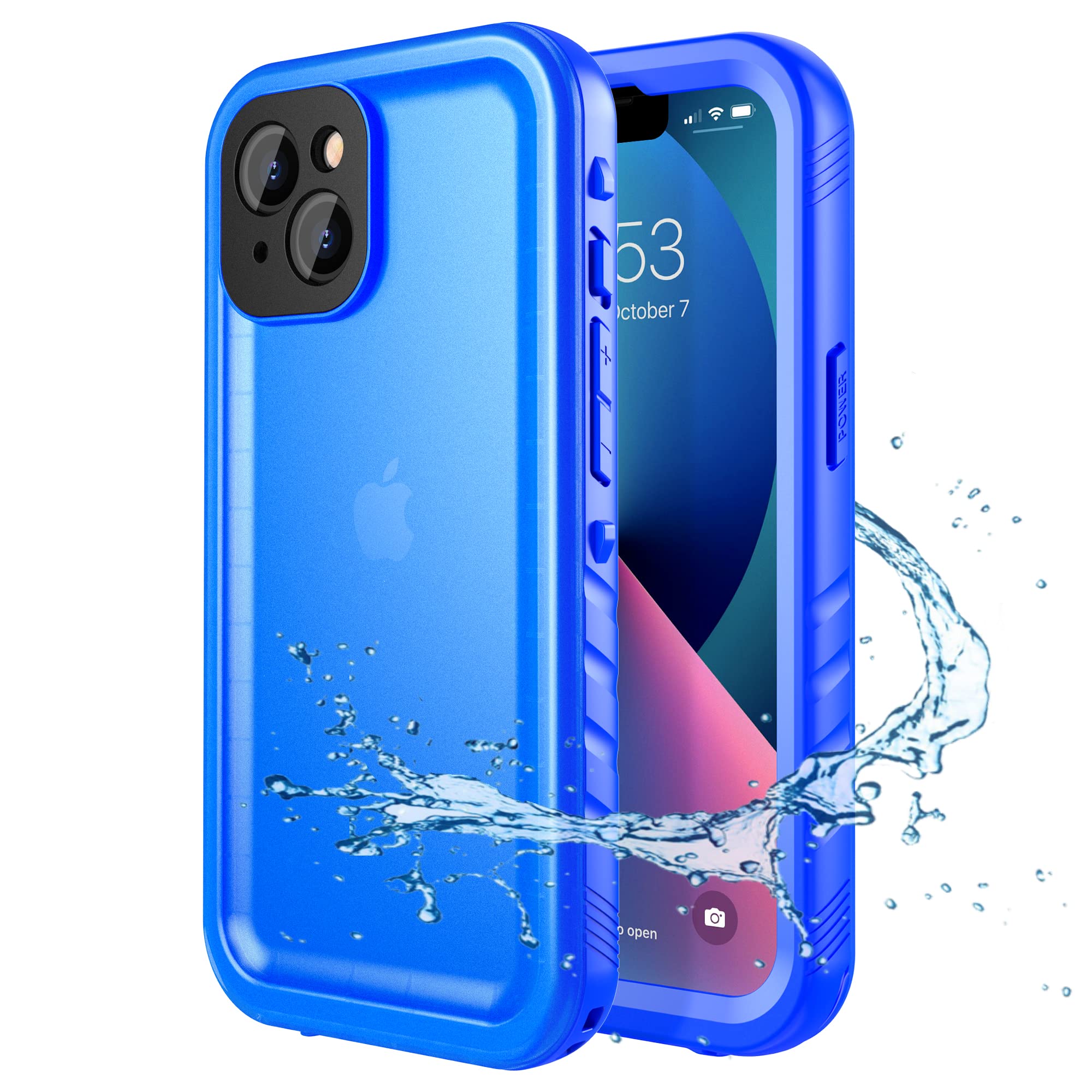 Photo 1 of SPORTLINK Compatible with iPhone 13 Waterproof Case - Full Body Shockproof Dustproof Phone Screen Protector Rugged Waterproof Case for iPhone 13 6.1 Inches Blue