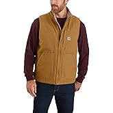 Carhartt Men's Loose Fit Washed Duck Sherpa-Lined Mock-Neck Vest