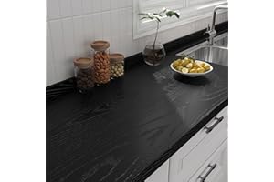 Yenhome 40CMx7M Peel and Stick Wallpaper Black Wood Contact Paper for Countertops Cabinets Furniture Self Adhesive Black Wood