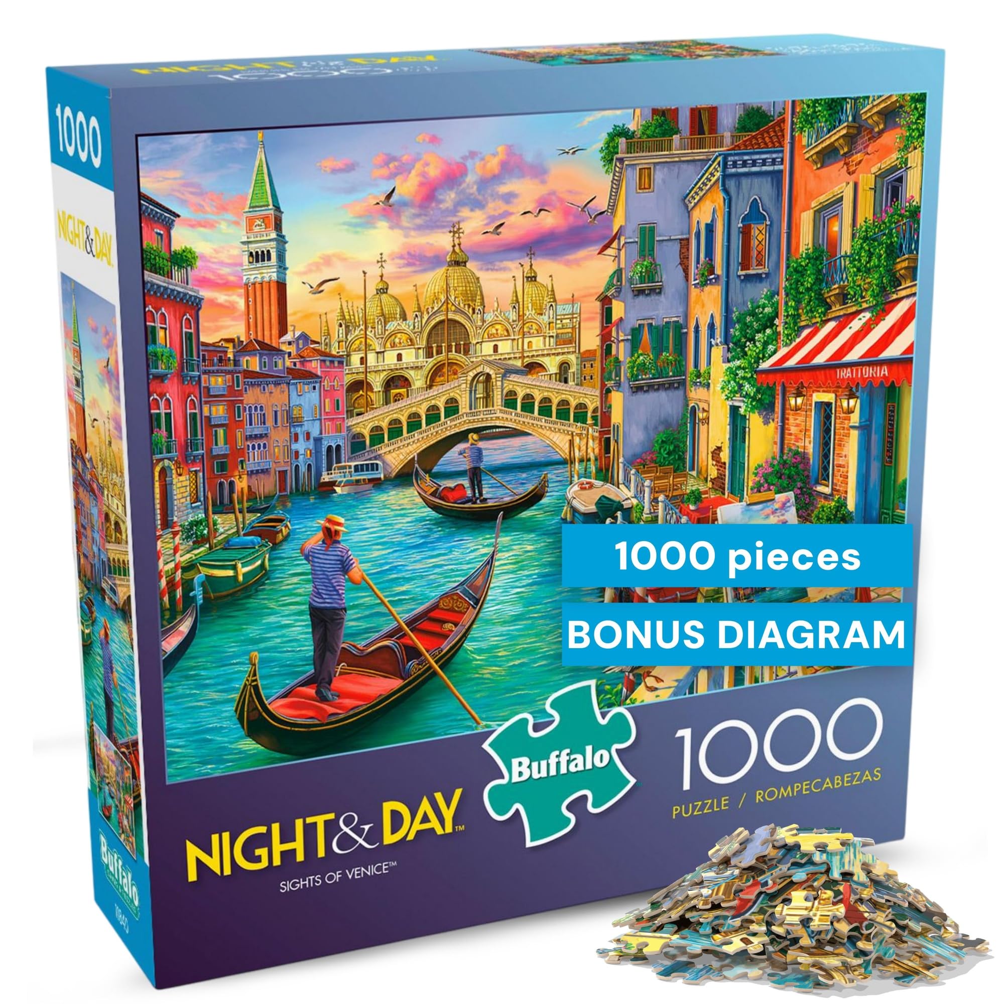 Photo 1 of Buffalo Games - Sights of Venice - Image World - 1000 Piece Jigsaw Puzzle for Adults, Scenic Cityscape Puzzle, Challenging and Relaxing Puzzle Adventure, Finished Size 26.75 x 19.75, Made in The USA