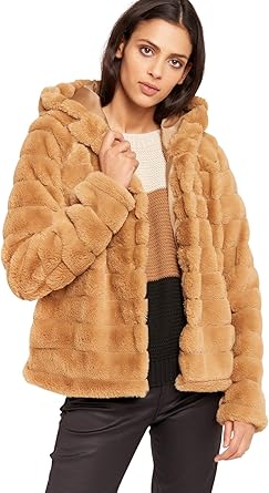 manteau fourrure beige