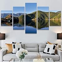 SIGNWIN 5 Panel Canvas Wall Art Modern Art Dramatic Farmhouse/Country Mountain Multicolor Nature Photography for Home Decorations Ready to Hang - 60