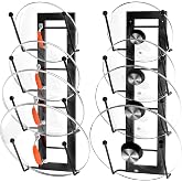 Cisily 8 Layers of Adjustable Pot Lid Organizer Rack for Cabinet Door/Wall，2Pack Lid Organizer Pots and Pans Holder for Kitchen Storage with No Drilling Adhesive 5.7 W&ldquo;(Black)