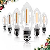 BlueStars 3W C7 LED Light Bulbs, E12 Candelabra Base 120V 15W Equivalent, 2700K Warm White, Non-Dimmable, Clear Glass for Ind