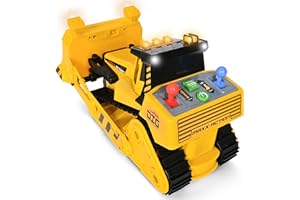 Maxx Action 16" Dozer with Joystick Controls, Lights, Construction Sounds, Motorized Movement, and Real Working Bucket – Large Construction Vehicle Toy for Kids