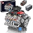 Mould King 10171 V8 Engine Building Blocks Sets, V8 Engine Model kit That Run, Build Your Own STEM Model Engine, 8-Cylinder Car Engine Building Engineering Toys for Kids/Adults Collections(487+PCS)