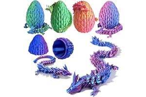 Qxbuhe 12inch 3D Printed Dragon Egg,Mystery Crystal Dragon Fidget Toys,Articulated Dragon,Home Desk Decor Easter Surprise Dinosaur Eggs,Adults Fidget Toys for Autism/ADHD (Laser Purple)