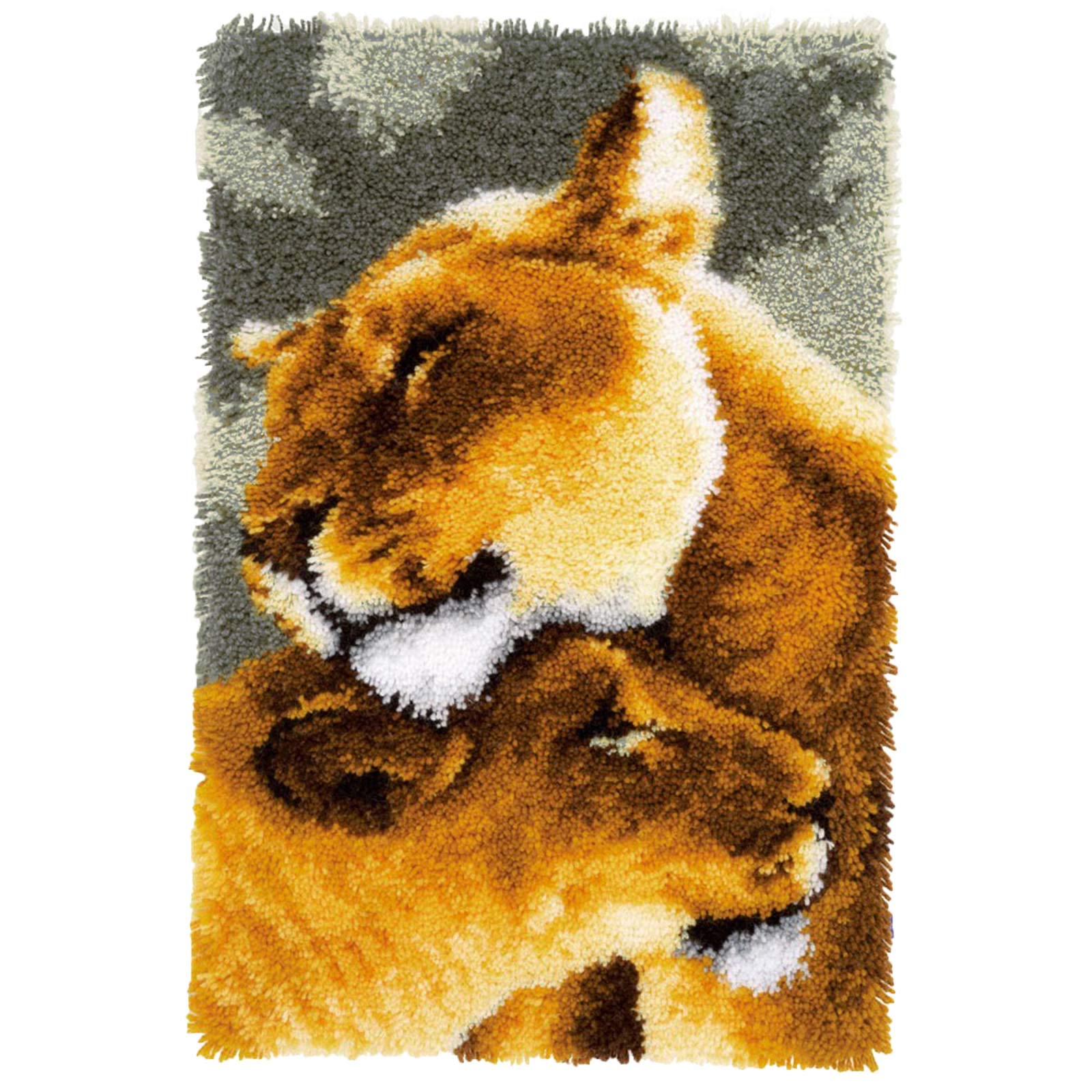 GUARDUU Latch Hook Kits DIY Rug Carpet Making Cushion, Unfinished Latch Hook Kits Gift for Kids Adults with Printed Canvas Pattern, 52 * 38Cm, Flower,A