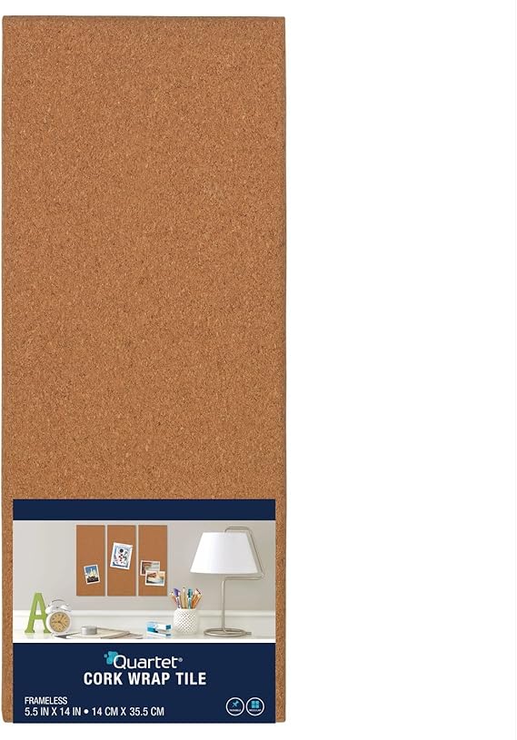 Quartet Modular Natural Frameless Bulletin Board, 5.5 x 14 Inches, Cork