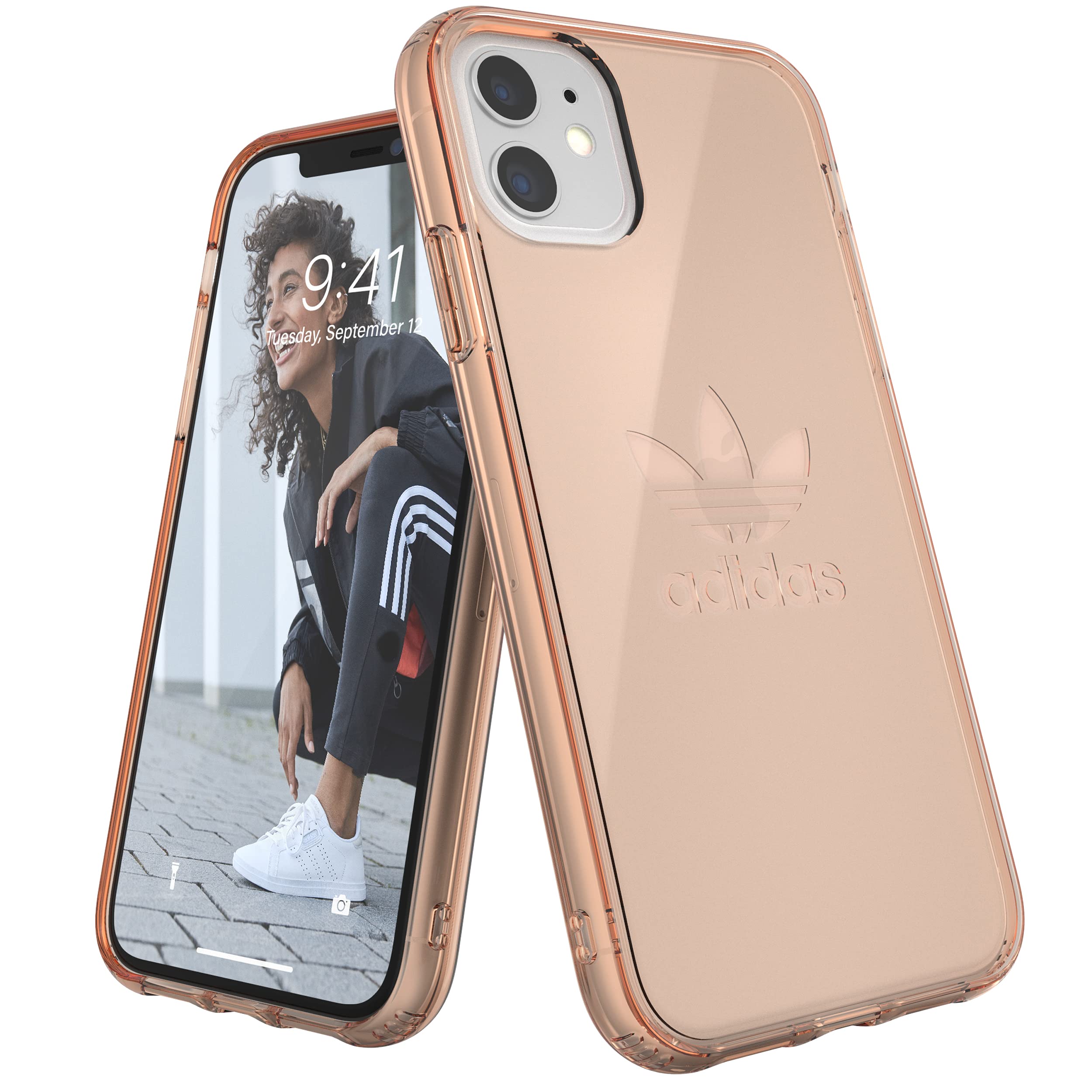 adidas Originals Compatible with iPhone 11 Case, Large Logo Print Transparent Protective Mobile Phone Case – Rose Gold