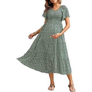 amazon fall maternity dress Vintage Cotton Off-the-shoulder Two-piece Maternity Photoshoot Dress, Light Sky Blue / 2XL main image 1