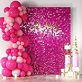 COKAOBE Hot Pink Shimmer Wall Backdrop, 24PCS