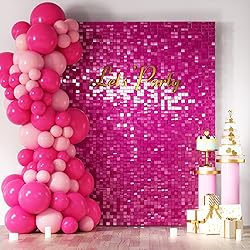 COKAOBE Hot Pink Shimmer Wall Backdrop, 24PCS