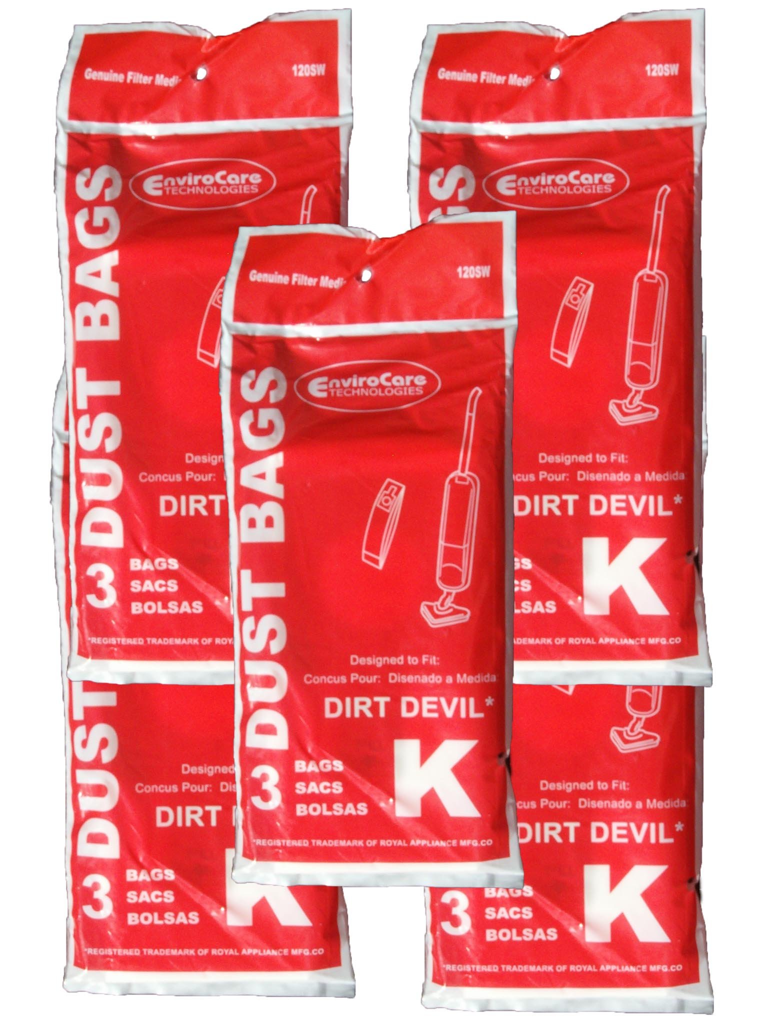 15 Royal Dirt Devil Stick Vac Type K Allergy Vacuum Bags All Dirt Devil