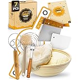 CRUSTLOVE Sourdough Kit inkl. 7 different Bread Making Tools like a 9 inches Sour dough Banneton Bread Proofing Basket - Bread Making Kit, Banneton-Basket, Sourdough-Starter-Kit-Supplies, Baking-Kit