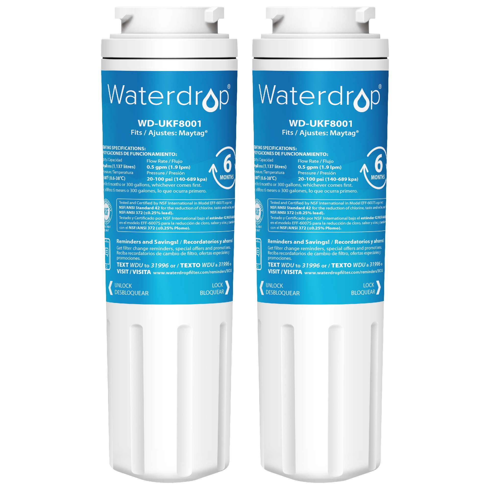 Waterdrop UKF8001 Refrigerator Water Filter, Compatible with Maytag