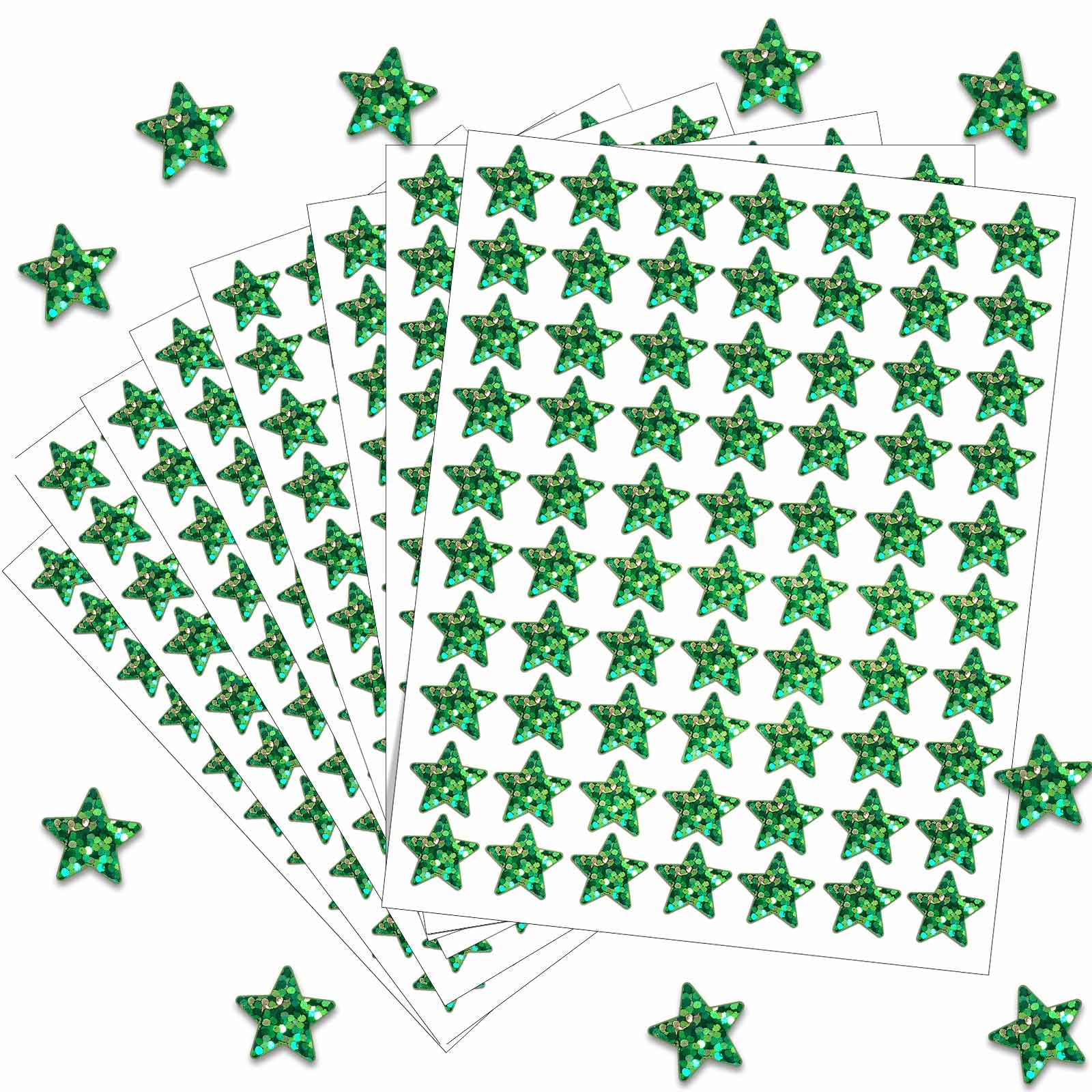 2100 Pcs Star Stickers, Glitter Star Stickers for Reward Chart 30 Sheets Reward Sticker, Holographic Rainbow Stickers Teachers for Calendar Students Classroom Office (Green) — image 1