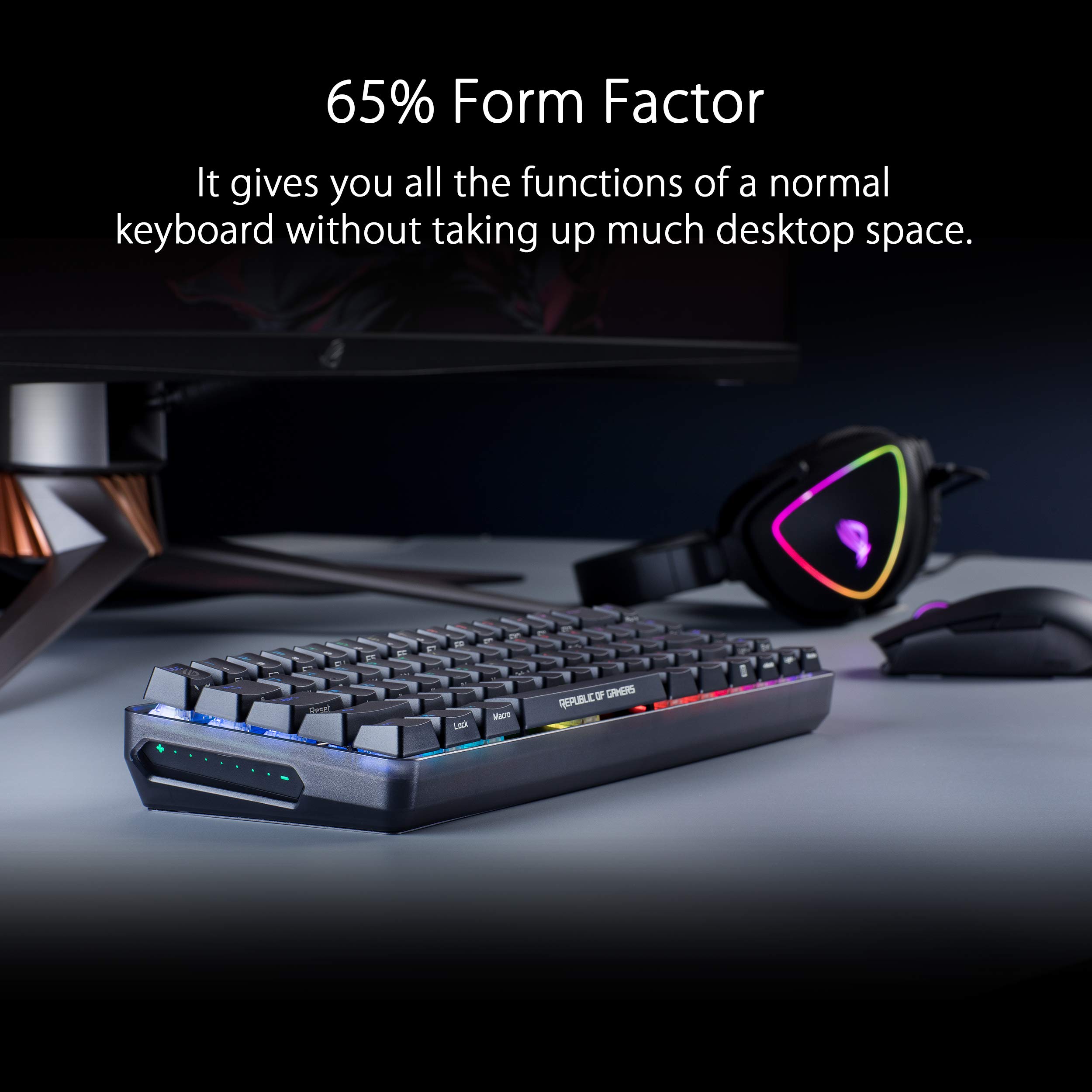 ASUS ROG Falchion NX 65% Wireless RGB Gaming Mechanical Keyboard | ROG NX Red Linear Switches, PBT Doubleshot Keycaps, Wired / 2.4G Hz, Touch Panel, Keyboard Cover Case, Macro Support,Black