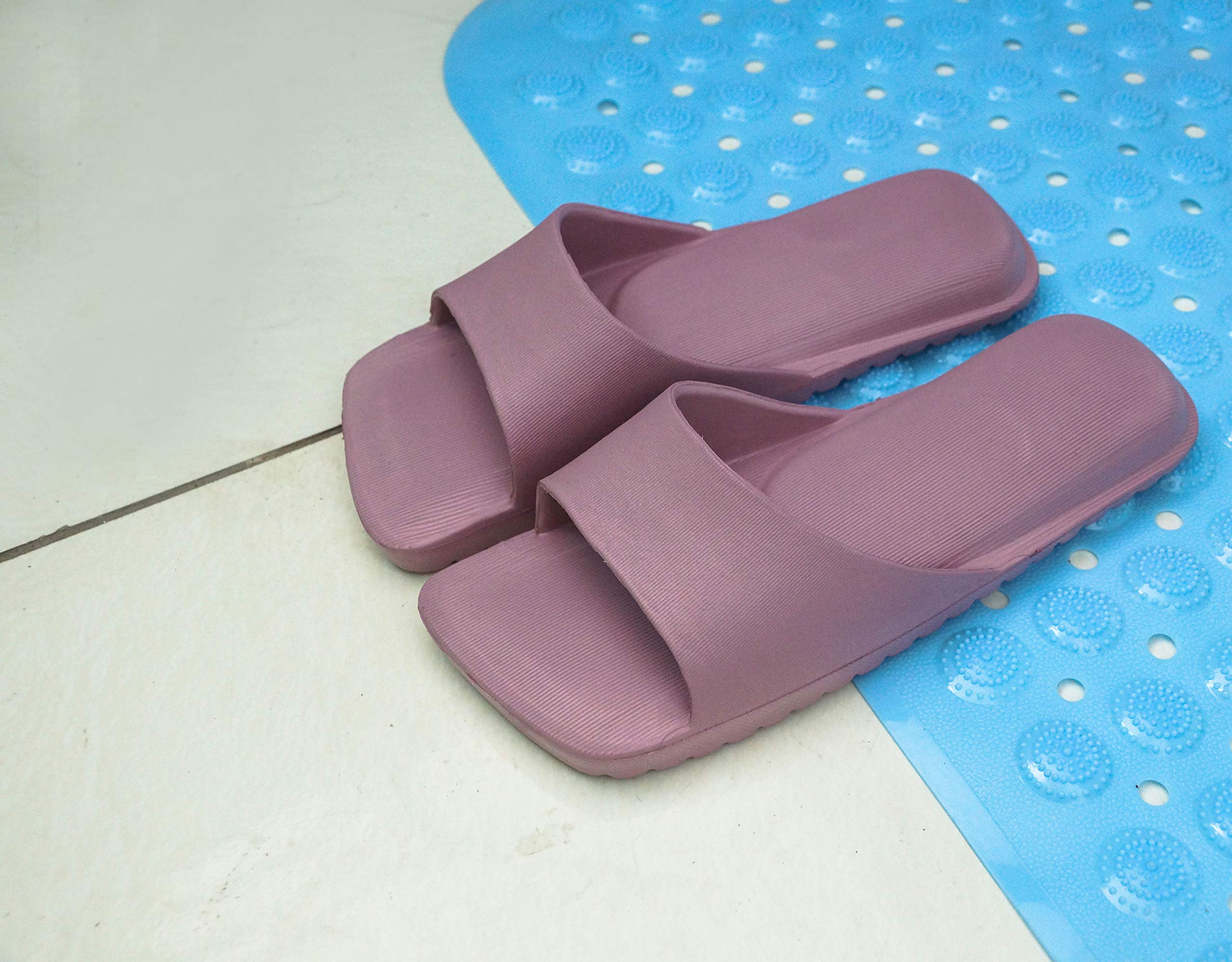 Bathroom Shower Sandals Pool Slides Open Toe House Slippers Casual Lightweight Non-Slip Bath Shoes for Mens Womens (Purple 250)
