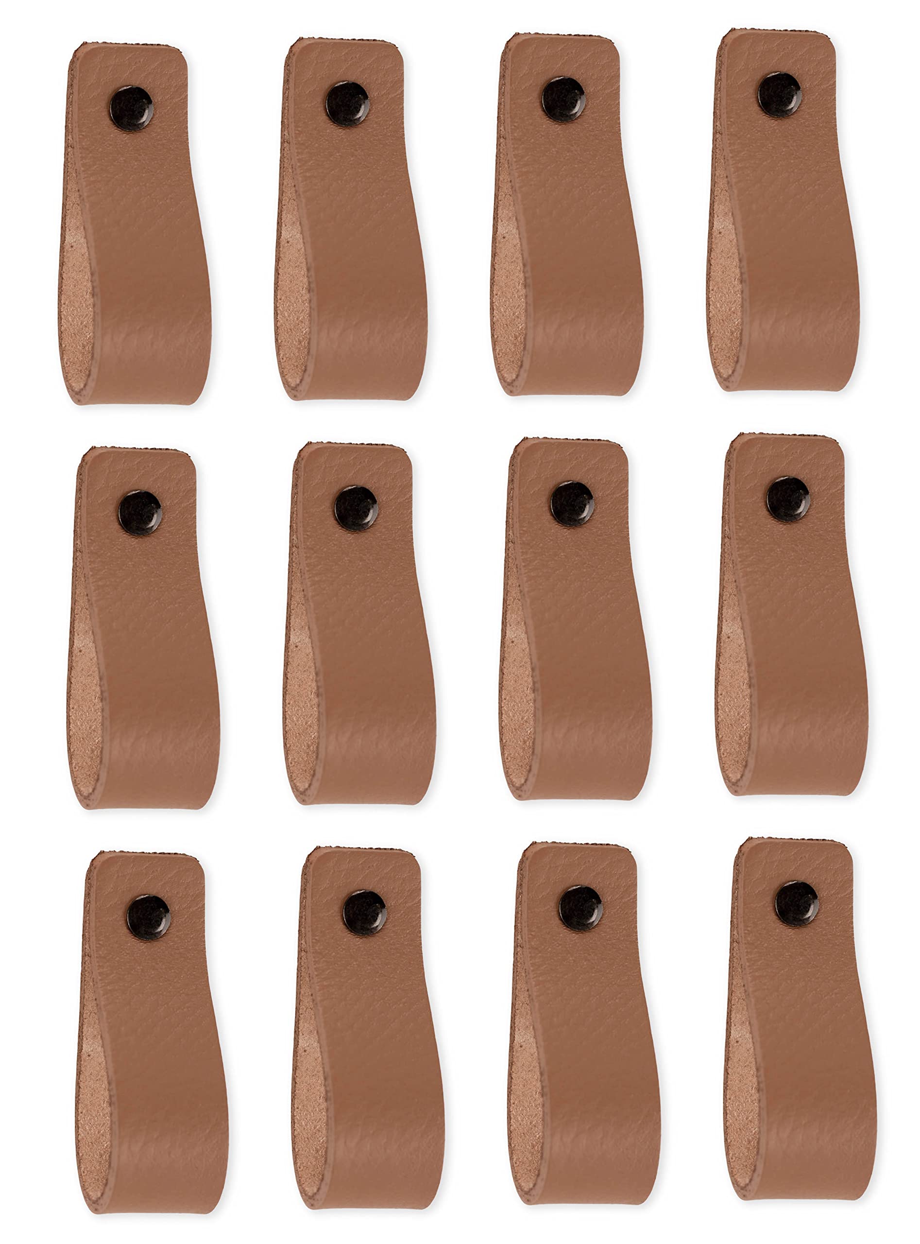 Brute Strength - Leather Handles for Furniture - Taupe - 12 pcs - 16,5 x 2,5 cm - Cabinet Handle, Door Handle for Kitchen, Bathroom, cabinets, Dresser, Wood