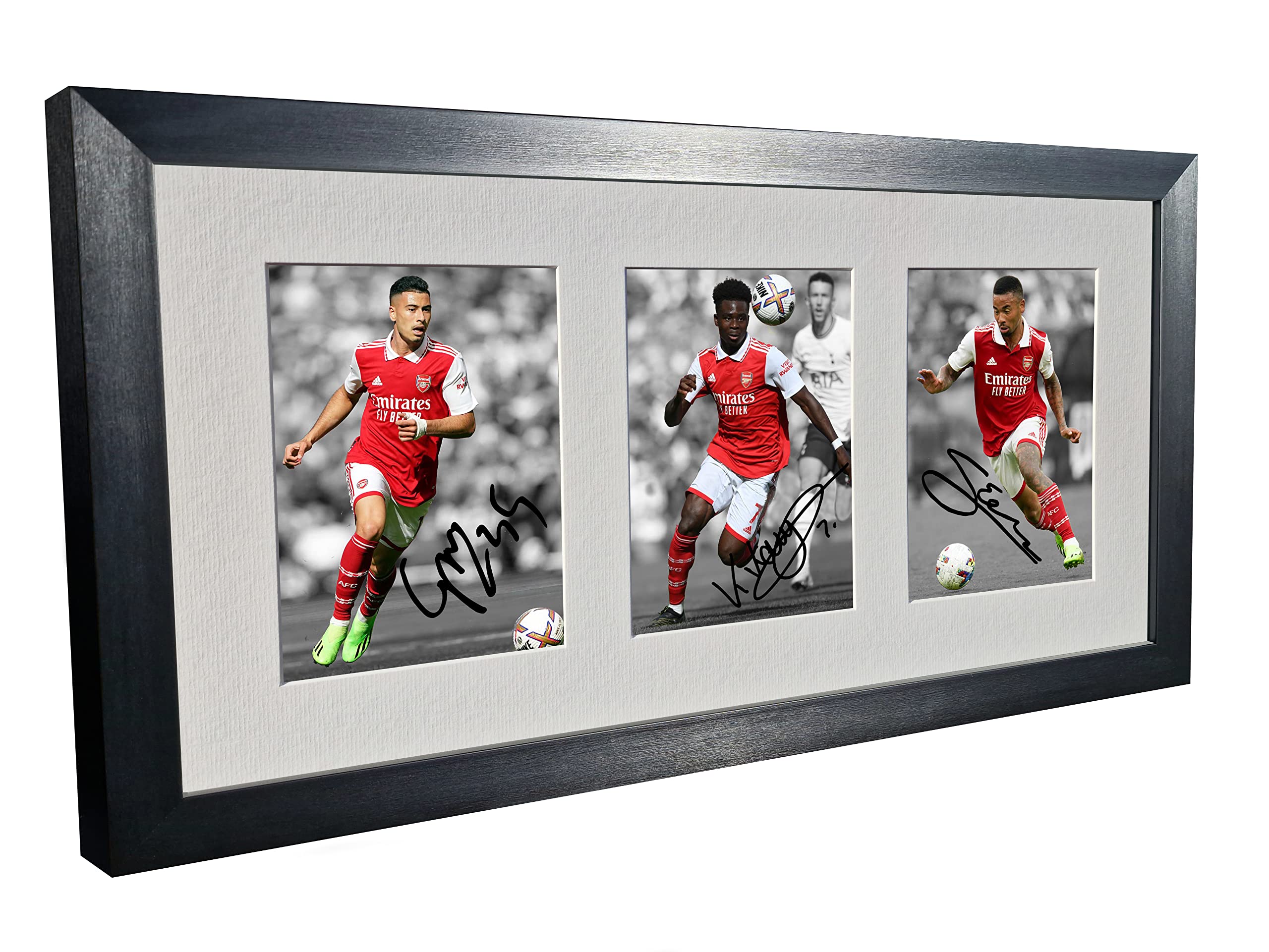 2022/23 Arsenal - Bukayo Saka - Gabriel Martinelli - Gabriel Jesus Signed Autographed Photo Photograph Picture Frame Football Soccer Poster Gift