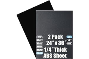 PINZIREN ABS Plastic Sheet 1/4 Inch Thick 24" x 36" (2-Pack),Two-Sided Heat Moldable Panel (Thermoplastic Textured Front & Smooth Back), Black Thermoform Board Great for DIY Projects, Decor, Handcrafts