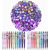 130 Pieces Assorted European Large Hole Fairy Wand Garden Beads, Mixed Color Lampwork Spacer Craft Beads for DIY Jewelry Making Supplies(Purple)