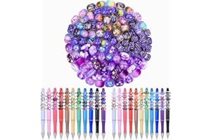 AIPRIDY 130 Pieces Large Hole Fairy Wand Garden Beads, Assorted European Craft Beads Mixed Color Lampwork Spacer Beads,European Large Hole Beads for DIY Jewelry Making Supplies (Purple)