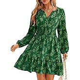 BerryGo Womens Long Sleeve Mini Dress Casual A Line Flowy Loose Vacation Party Babydoll Fall Short Dresses with Pocket