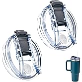 Bluwing 40oz Tumbler Lid Replacement for Stanley Quencher 40 oz, 2PCS Reusable 40oz Replacement Tumbler Cover Lid for Stanley Cup(Black 2 Pack)