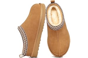 Litfun Women's Fuzzy House Slippers Genuine Suede Fluffy Winter Slipper Cozy Furry Warm Shoes Indoor/Outdoor