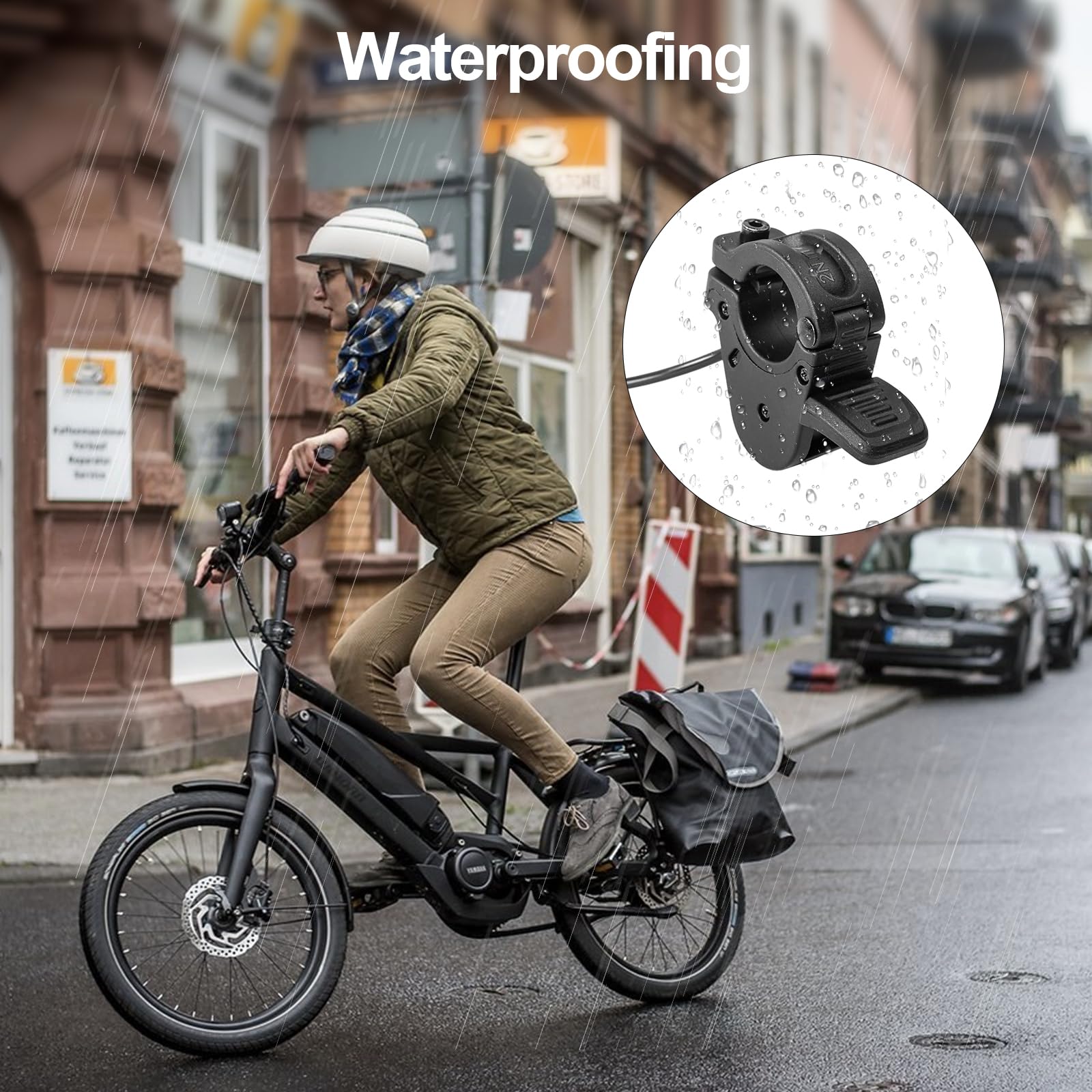 Electric Throttle 300X Thumb Throttle for 7/8inch 22mm Left and Right Handlebars 12v 24v 36v 48v 60v 72v Electric E-Bikes (M8 Waterproof Plug)