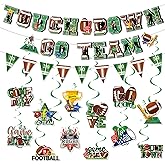 SWIMDOG 39Pcs Football Party Hanging Decorations, Swirl Hanging Decor for Football Birthday Party, Go Team Banner, Touch Down Banner Party Supplies