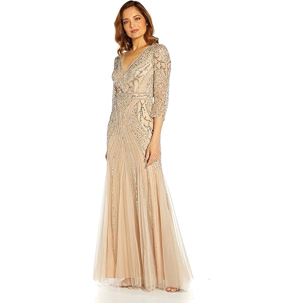 slim fit dress slacks Hand Beaded Short Sleeve Floral Godet Gown In Blush Pink-Blush Pink /  Regular / 0