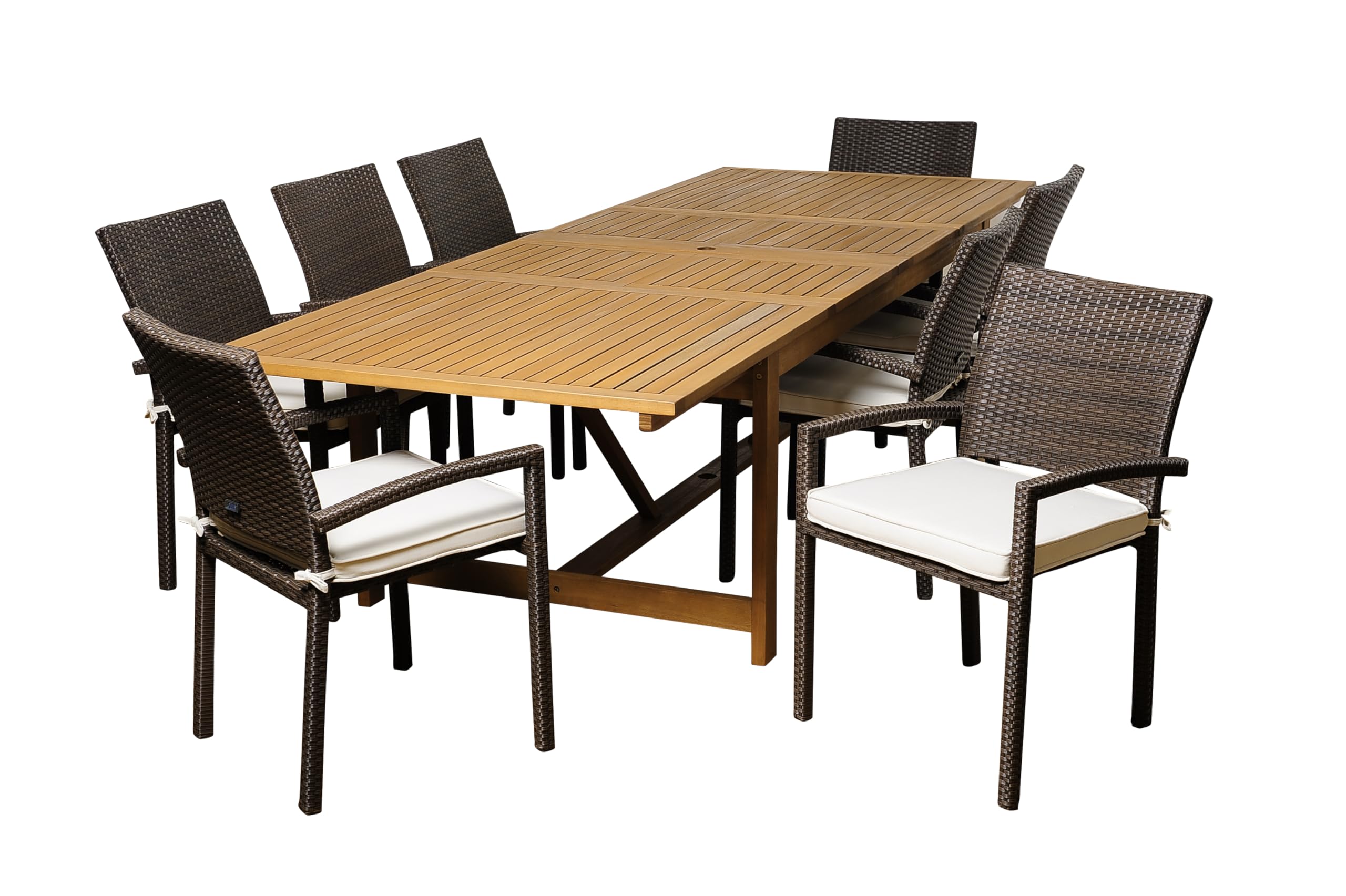 Photo 1 of ***Partial set****

Amazonia Jefferson 9-Piece Patio Extendable Dining Table Set | Brown Wicker Chairs with Cushion | Ideal for Outdoors and Indoors