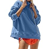 DURUNUL Women’s Oversized Sweatshirts Mockneck Sweatshirt Turtleneck Loose Fit Drop Shoulder Long Sleeve Pullover Tops Blue